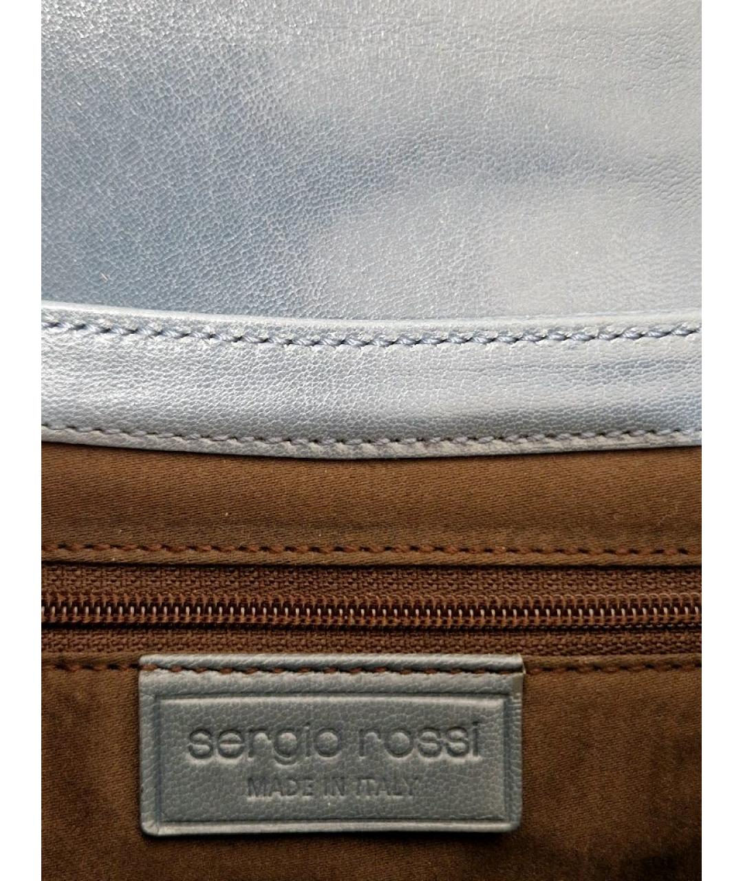 SERGIO ROSSI Голубая кожаная сумка через плечо, фото 7