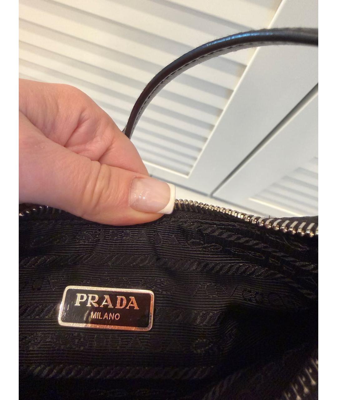 PRADA Черная синтетическая сумка с короткими ручками, фото 4