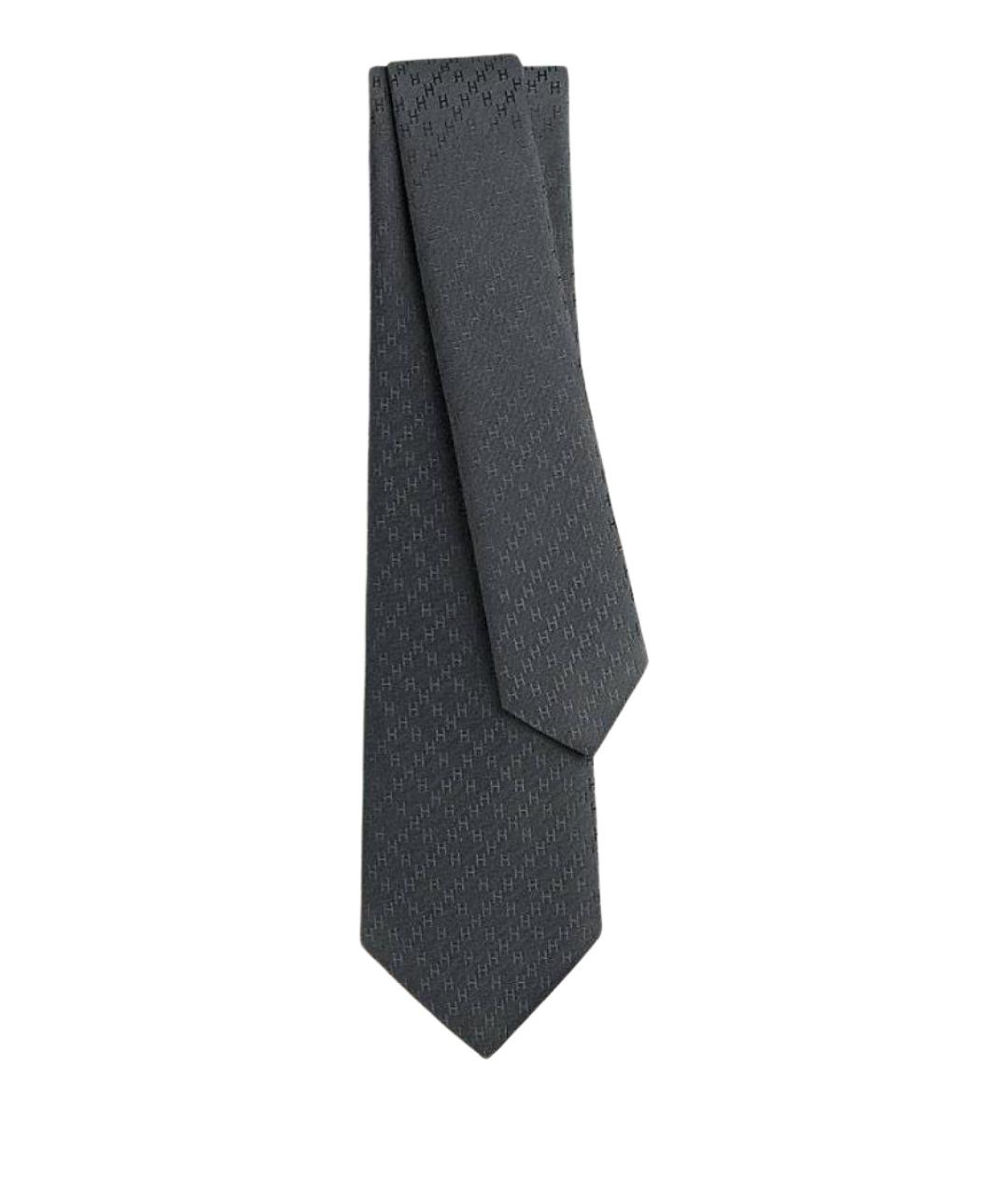 HERMES Серый шелковый галстук, фото 1