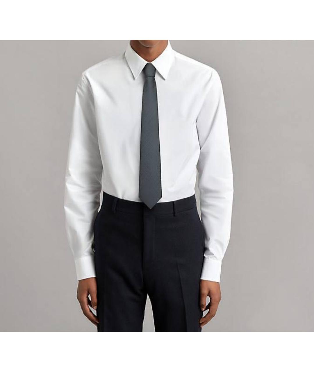 HERMES Серый шелковый галстук, фото 3