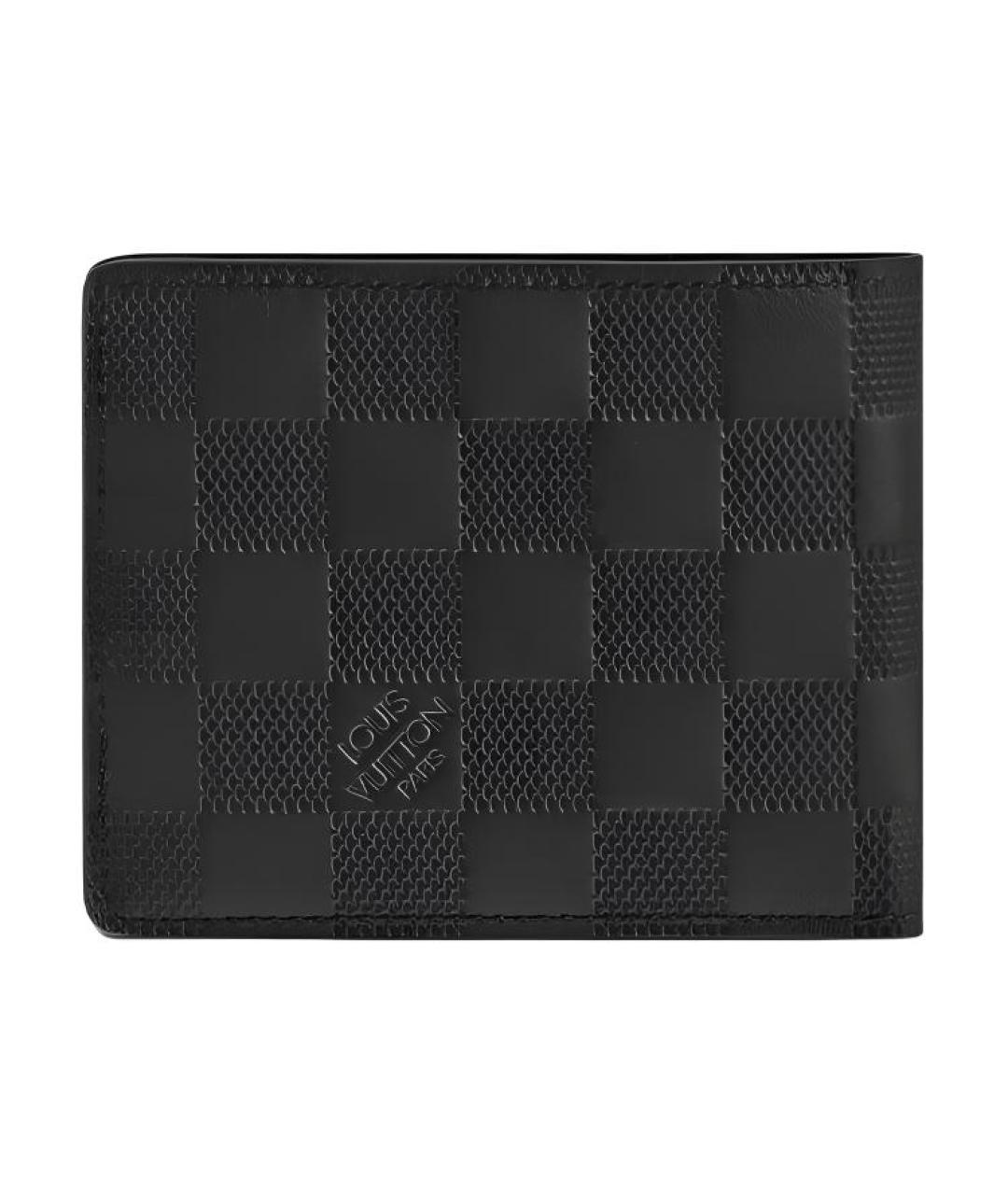 LOUIS VUITTON Черный кожаный кошелек, фото 3