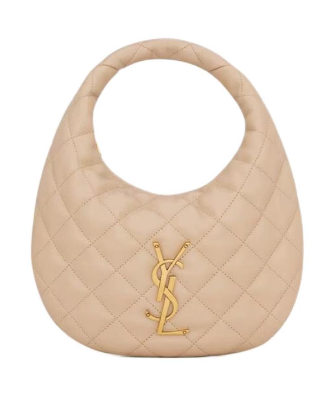 SAINT LAURENT Бежевая кожаная сумка через плечо, фото 1