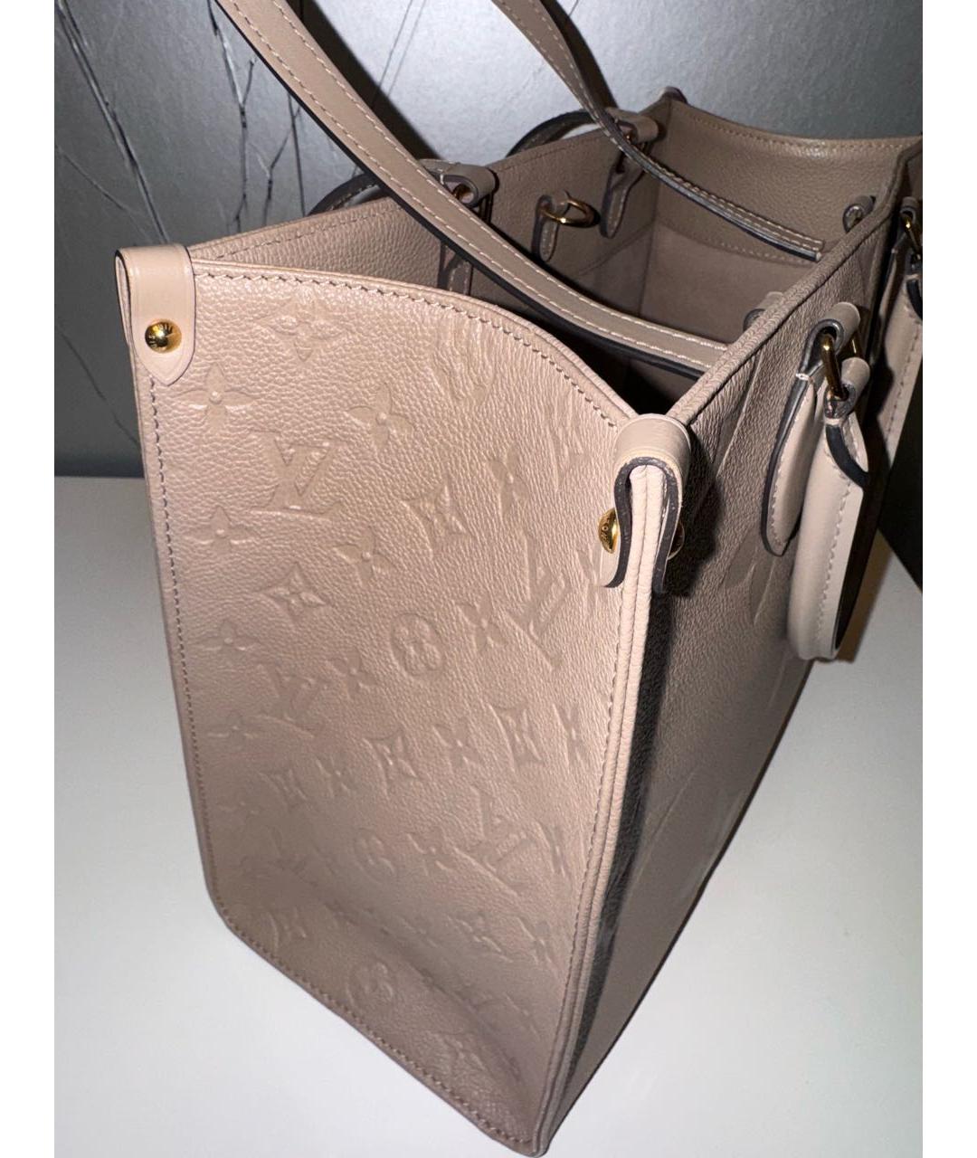 LOUIS VUITTON Бежевая кожаная сумка тоут, фото 3