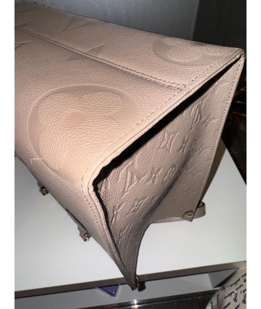 LOUIS VUITTON Бежевая кожаная сумка тоут, фото 5