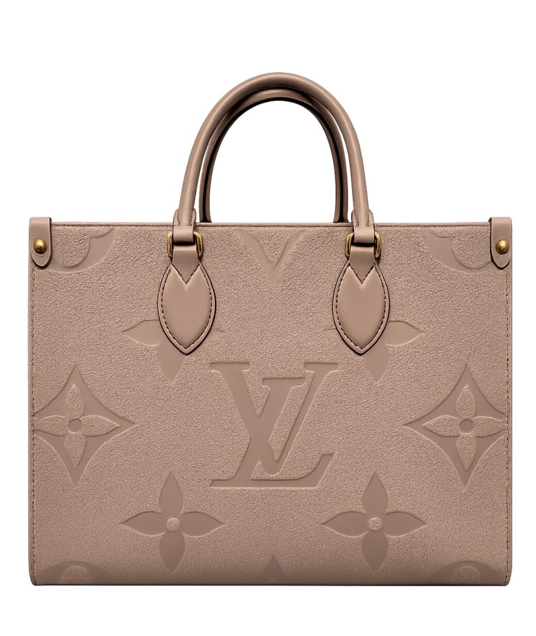 LOUIS VUITTON Бежевая кожаная сумка тоут, фото 7