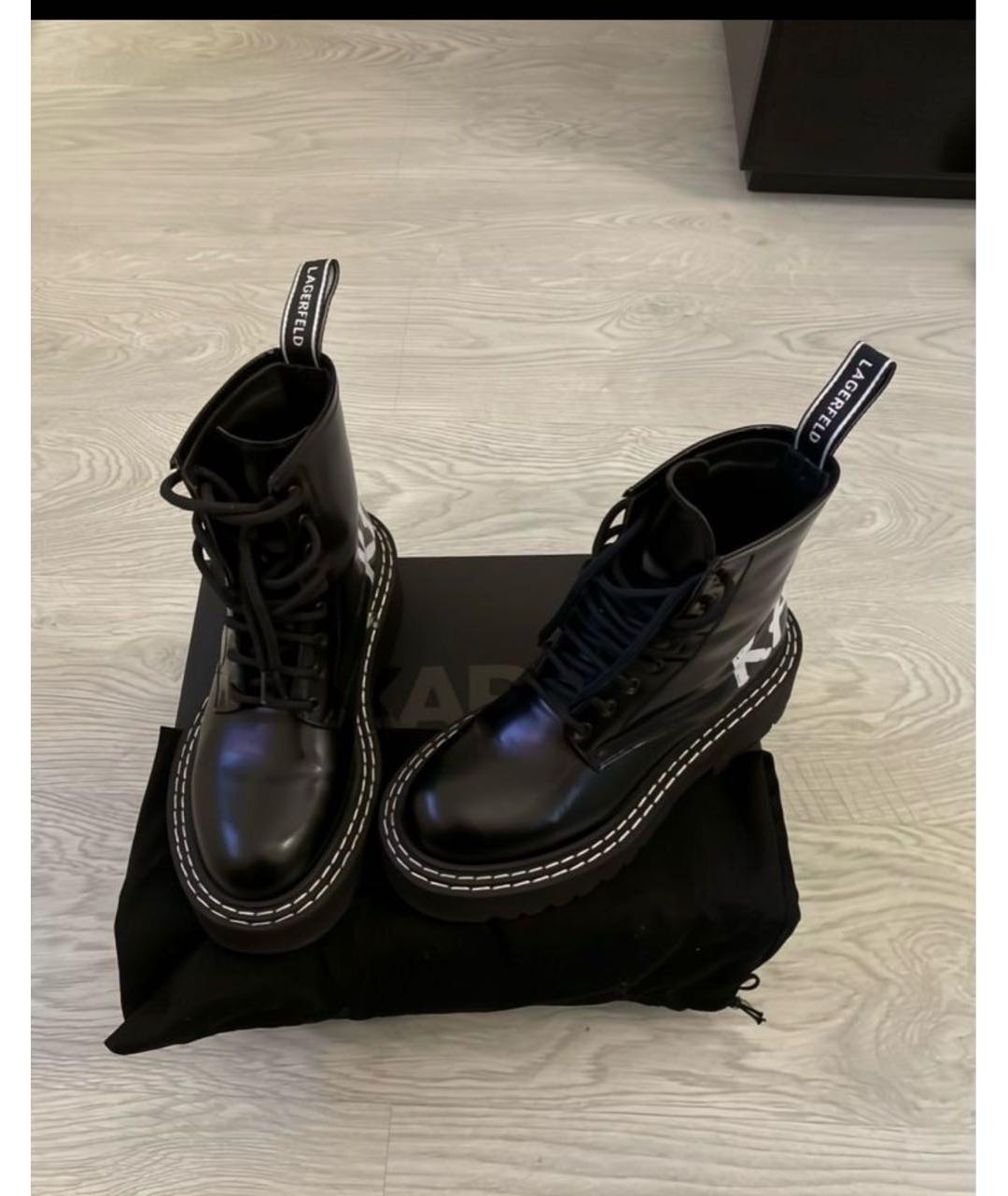 KARL LAGERFELD Черные ботинки из лакированной кожи, фото 2
