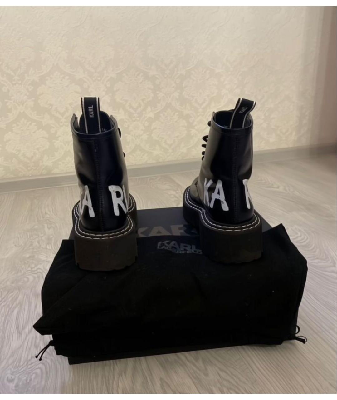 KARL LAGERFELD Черные ботинки из лакированной кожи, фото 3