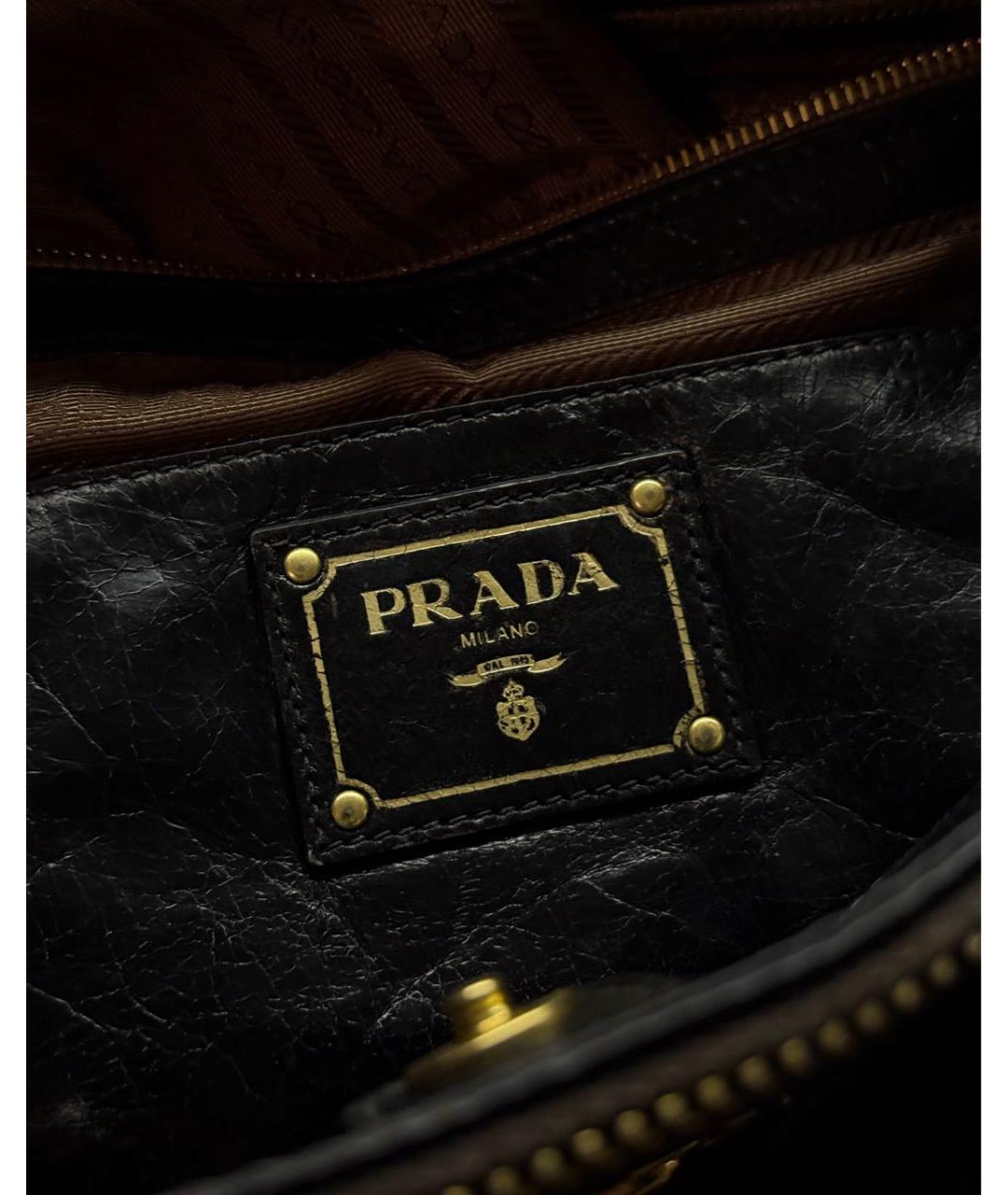 PRADA Черная кожаная сумка через плечо, фото 7