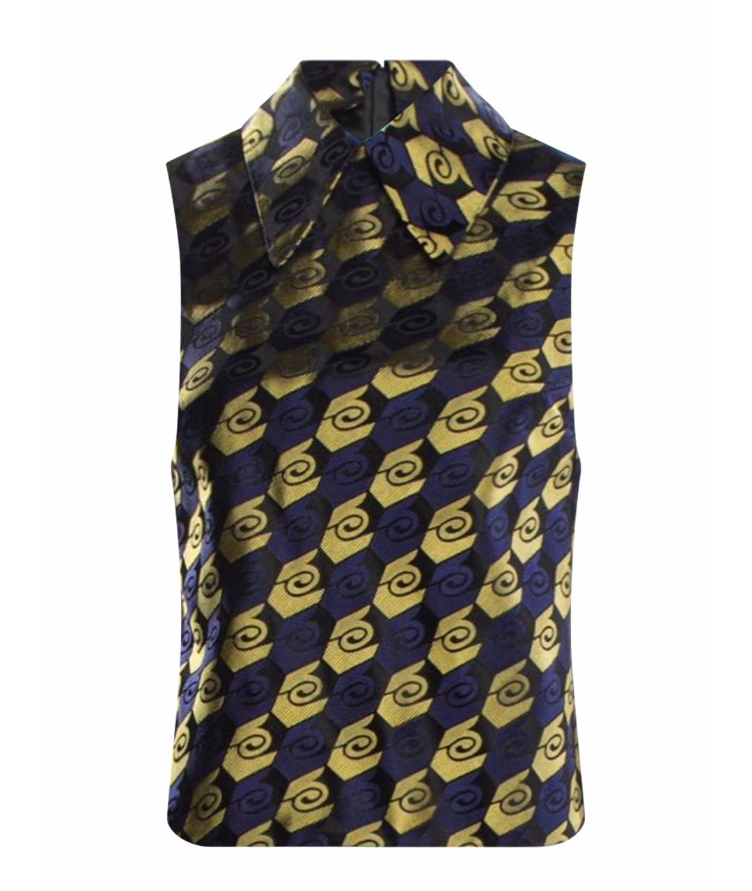 MIU MIU Темно-синяя шелковая блузы, фото 1