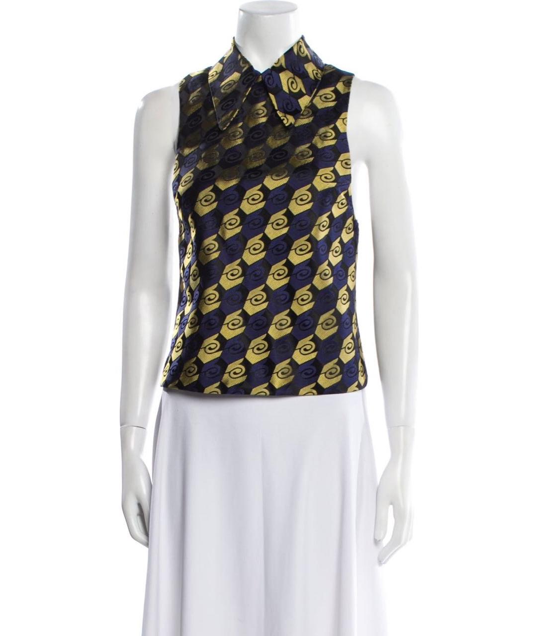 MIU MIU Темно-синяя шелковая блузы, фото 9