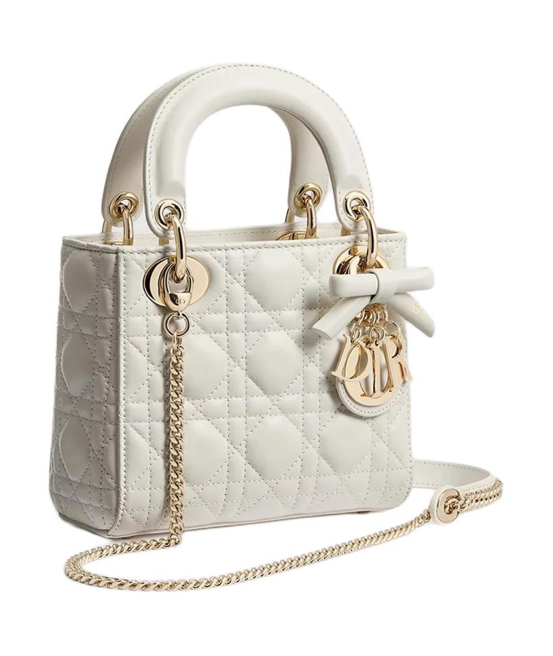 CHRISTIAN DIOR Белая кожаная сумка через плечо, фото 3