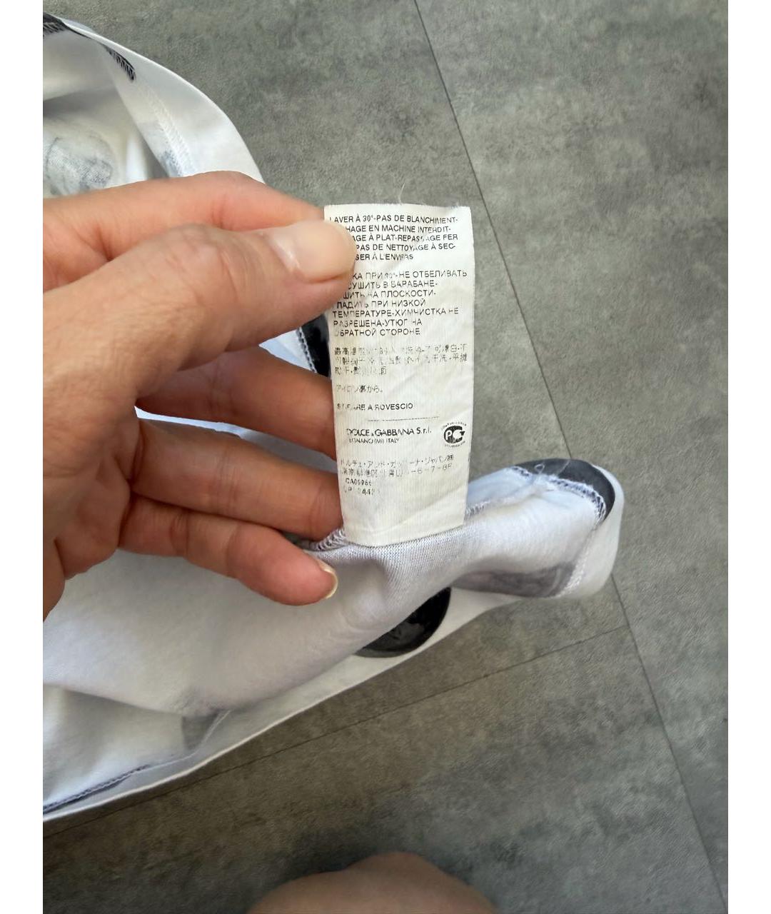 DOLCE&GABBANA Белая хлопко-эластановая футболка, фото 4