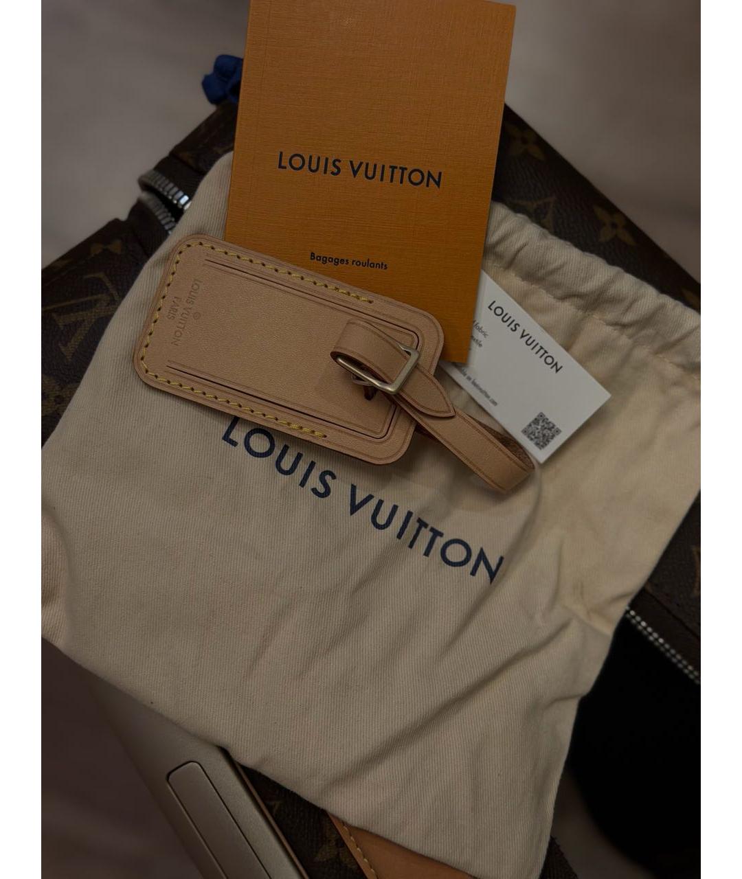 LOUIS VUITTON Коричневый кожаный чемодан, фото 7