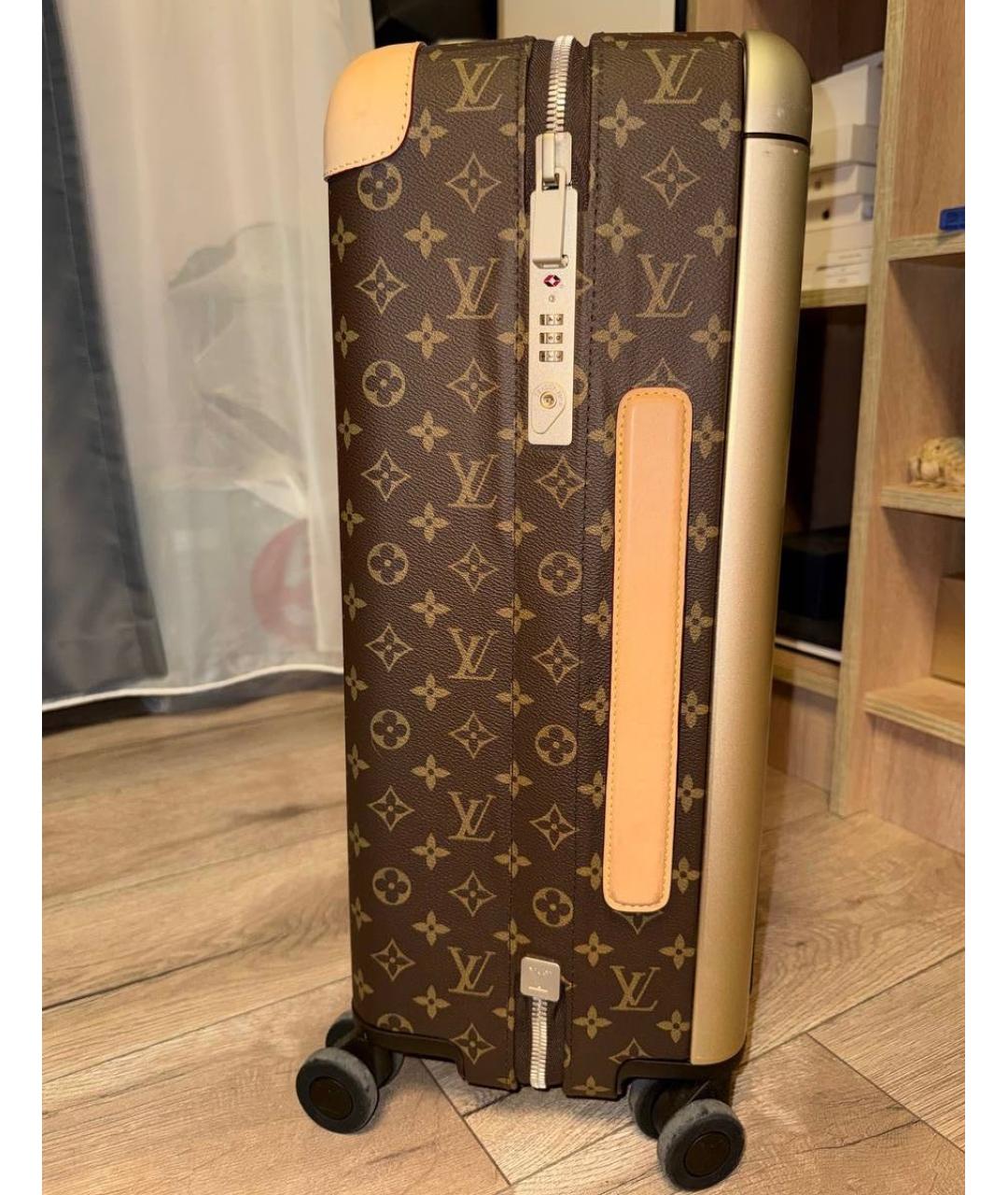 LOUIS VUITTON Коричневый кожаный чемодан, фото 2