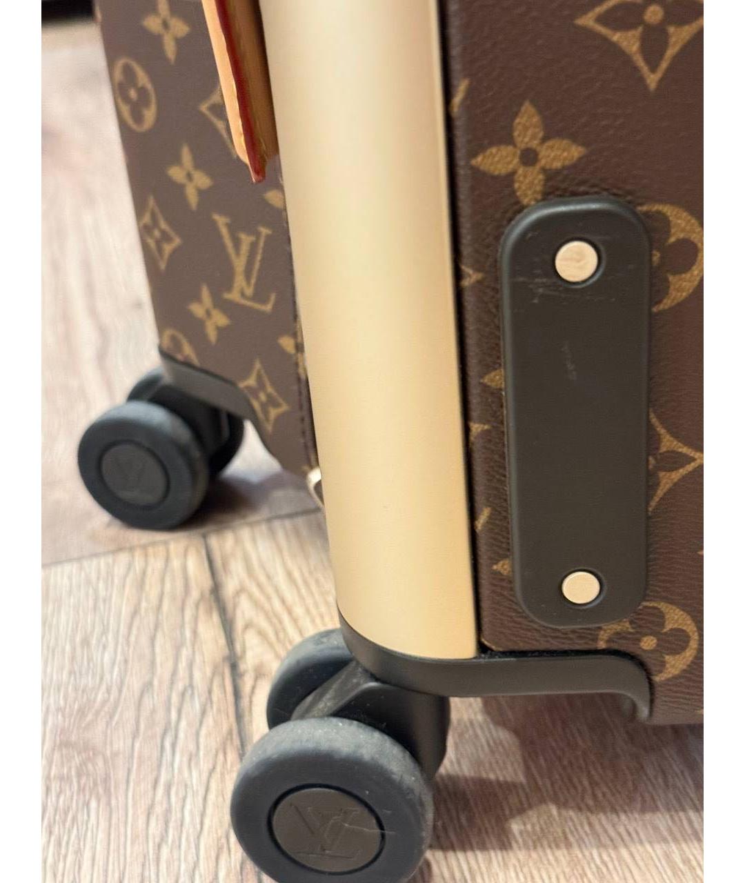 LOUIS VUITTON Коричневый кожаный чемодан, фото 5