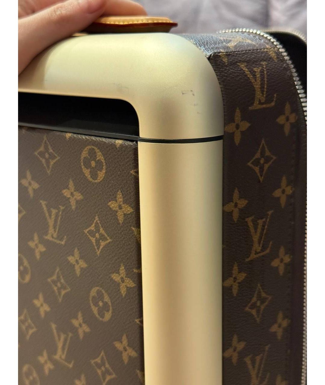 LOUIS VUITTON Коричневый кожаный чемодан, фото 6