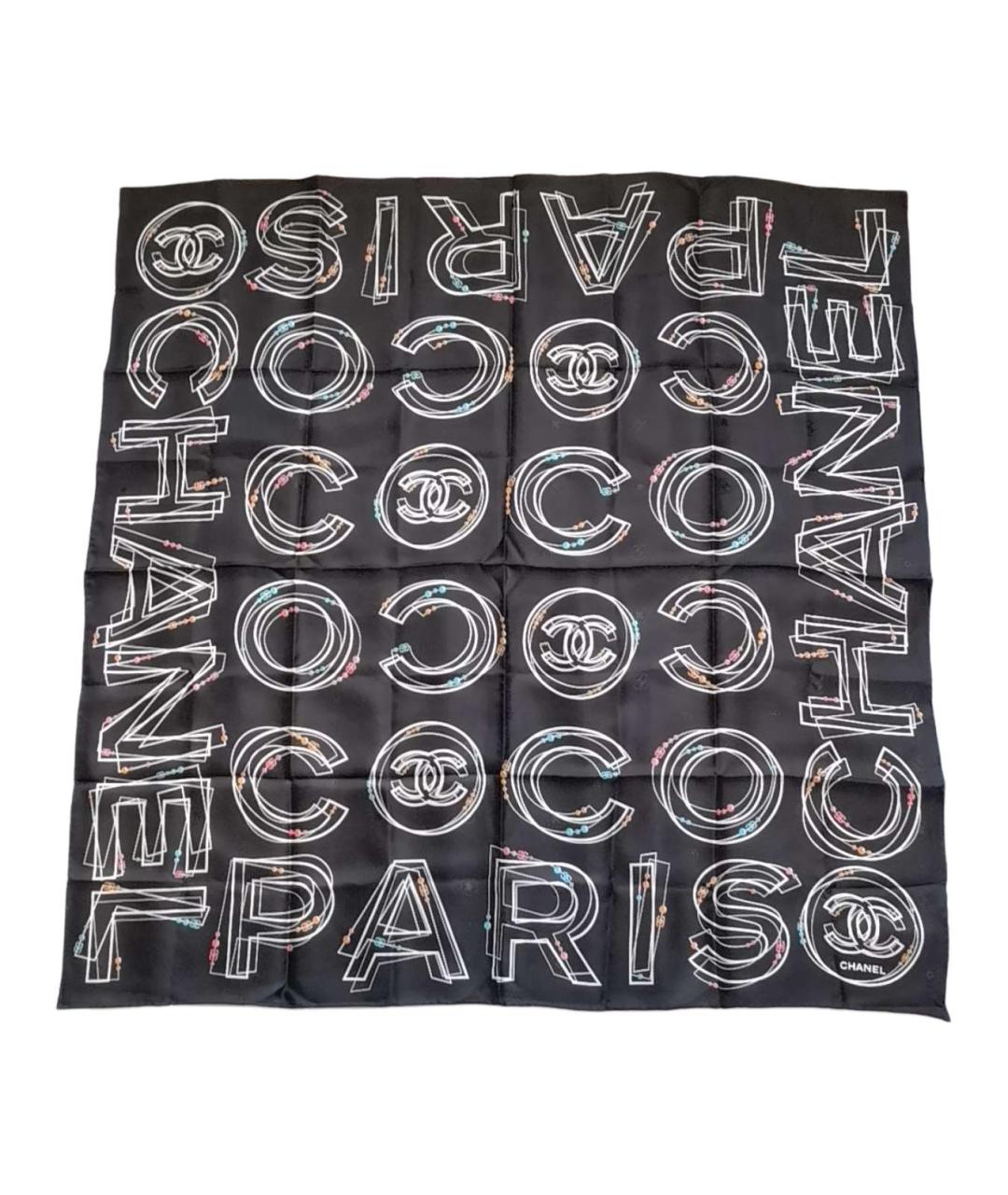 CHANEL Черный шелковый шарф, фото 2