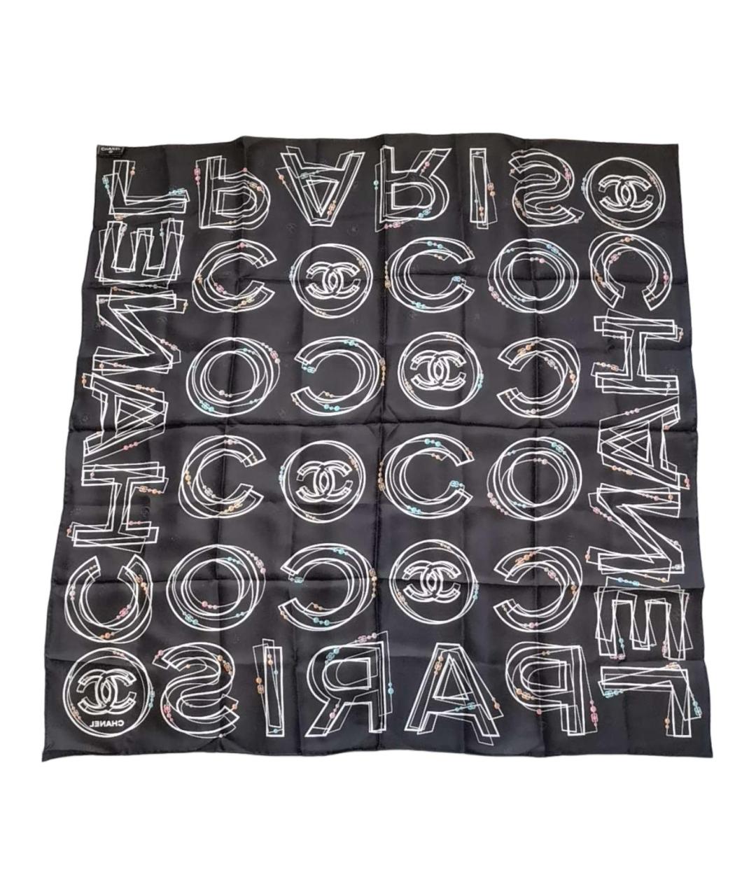 CHANEL Черный шелковый шарф, фото 3