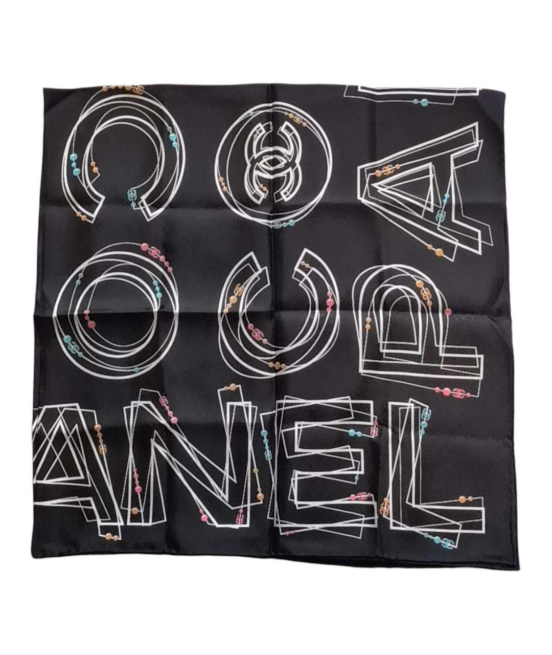 CHANEL Черный шелковый шарф, фото 1