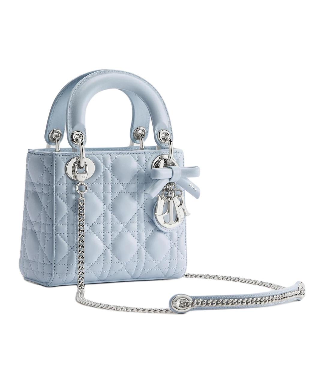 CHRISTIAN DIOR Голубая кожаная сумка через плечо, фото 2