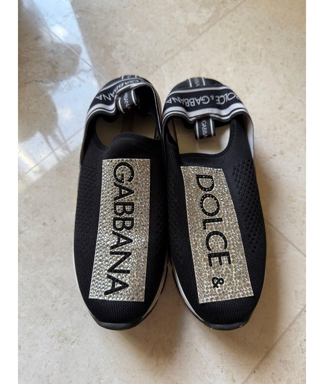 DOLCE&GABBANA Черные текстильные кроссовки, фото 4