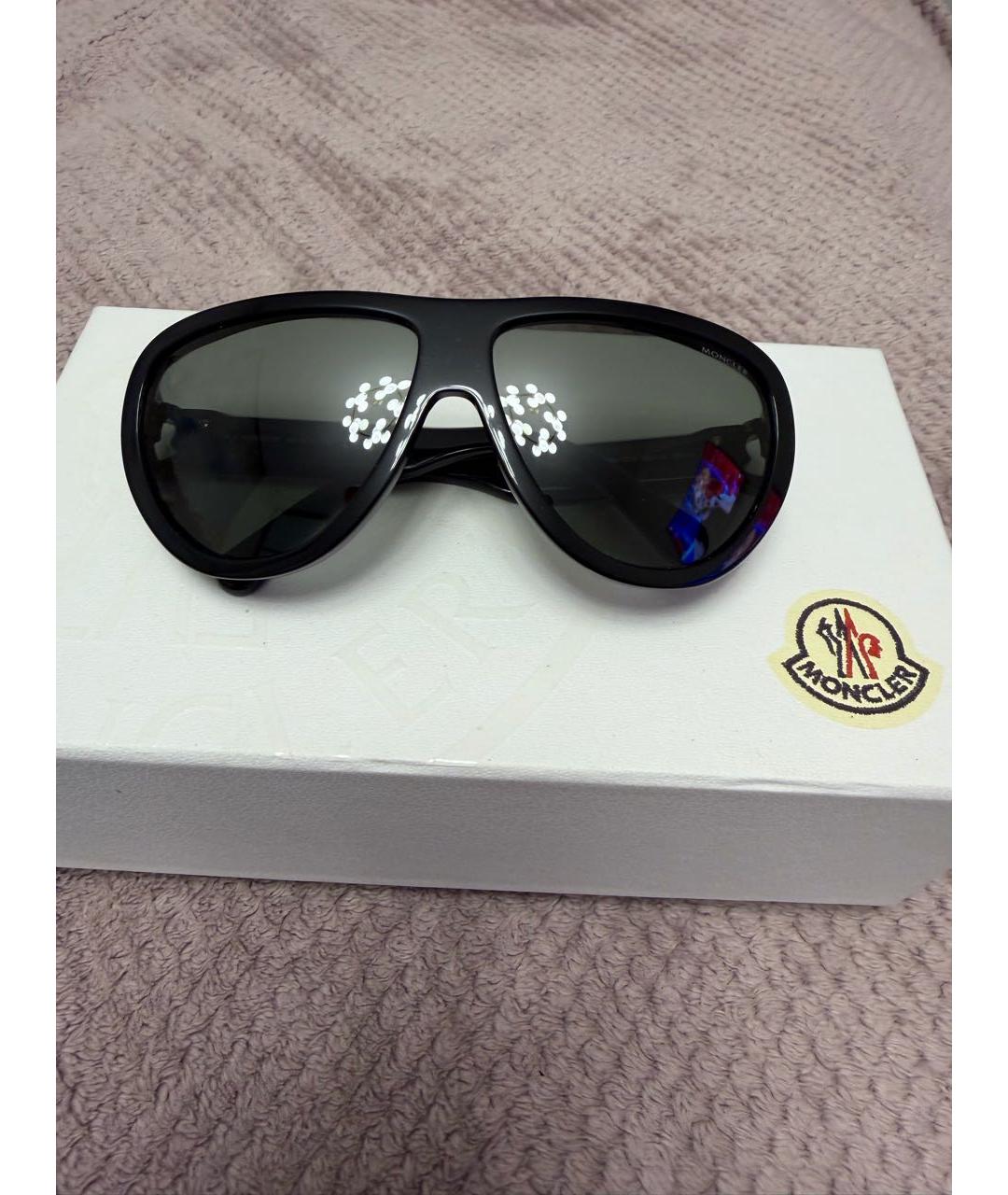 MONCLER Черные пластиковые солнцезащитные очки, фото 8