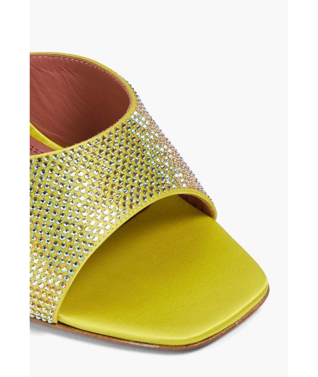 Amina Muaddi Желтые текстильные мюли, фото 4