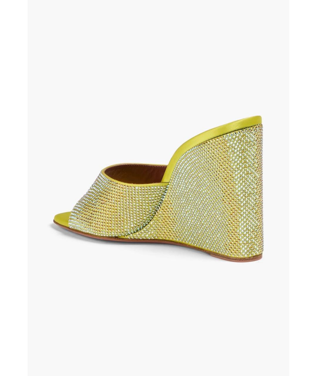 Amina Muaddi Желтые текстильные мюли, фото 3