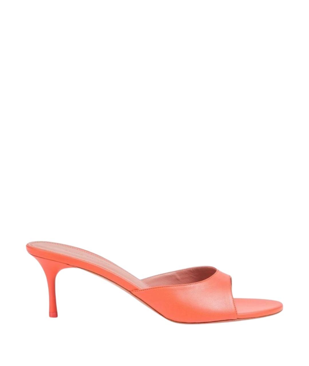 Amina Muaddi Коралловые кожаные мюли, фото 1