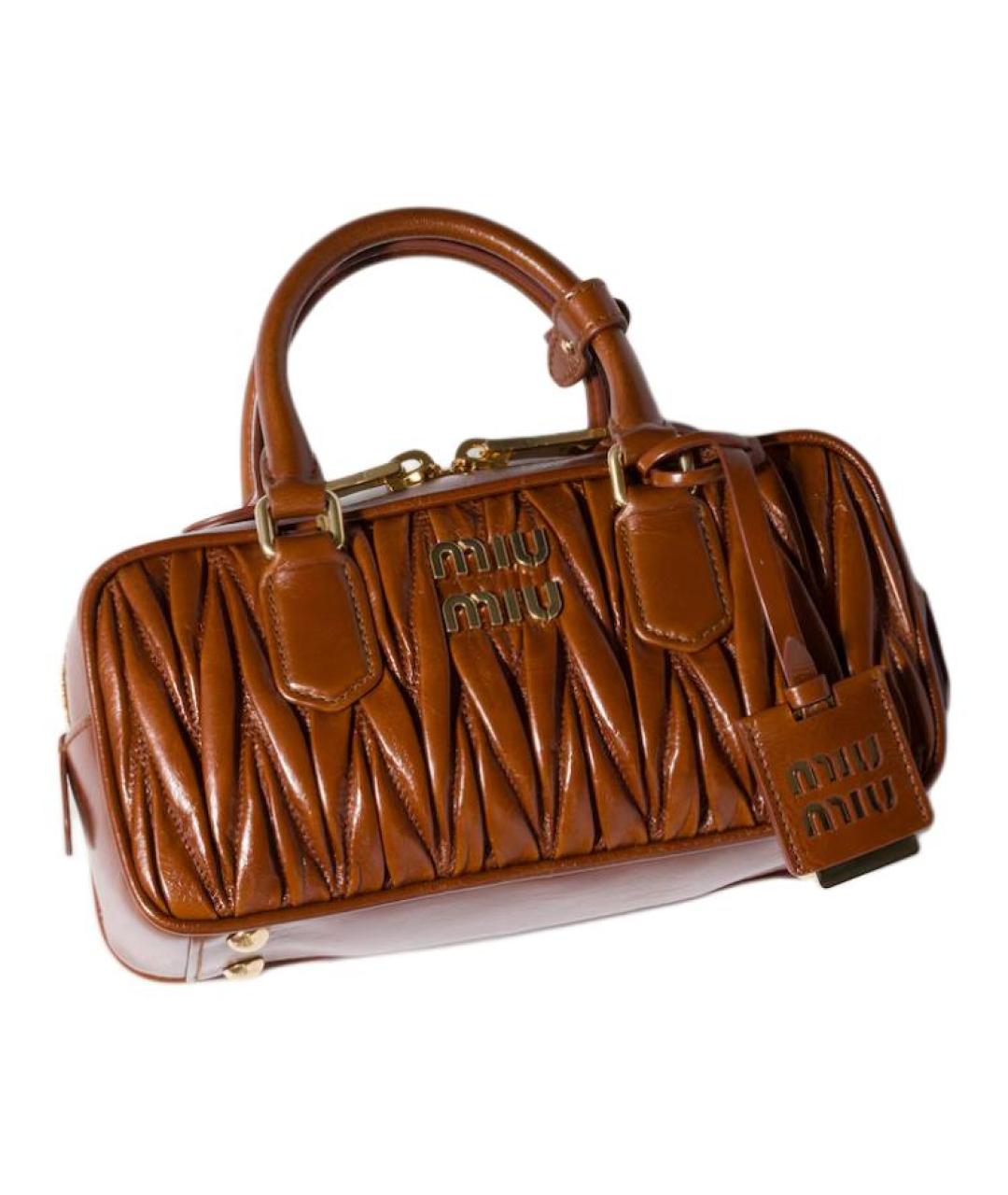 MIU MIU Коричневая кожаная сумка через плечо, фото 4