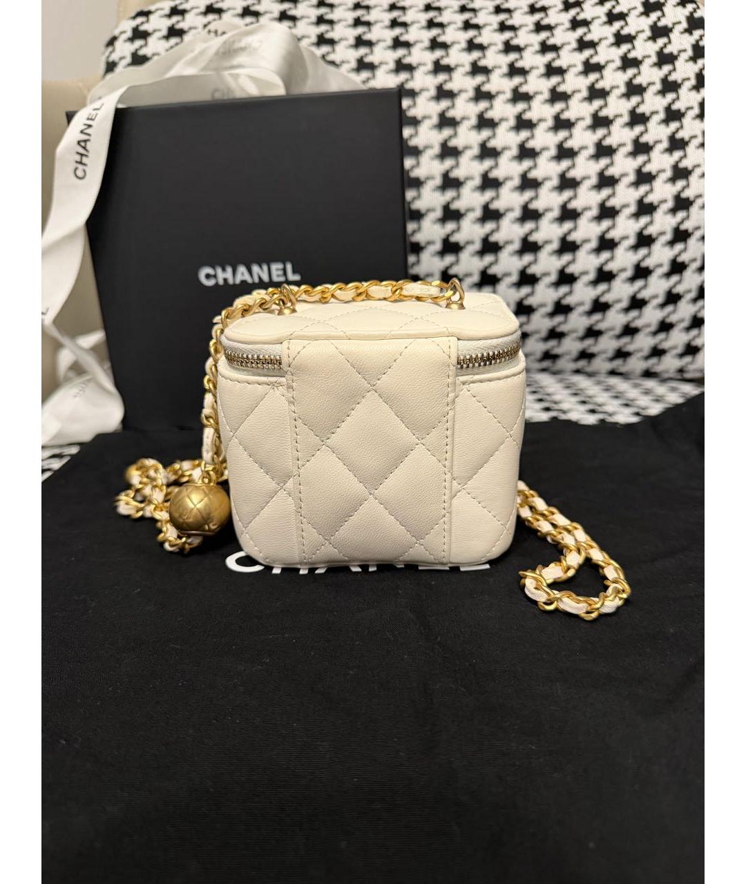 CHANEL Белая кожаная сумка через плечо, фото 4