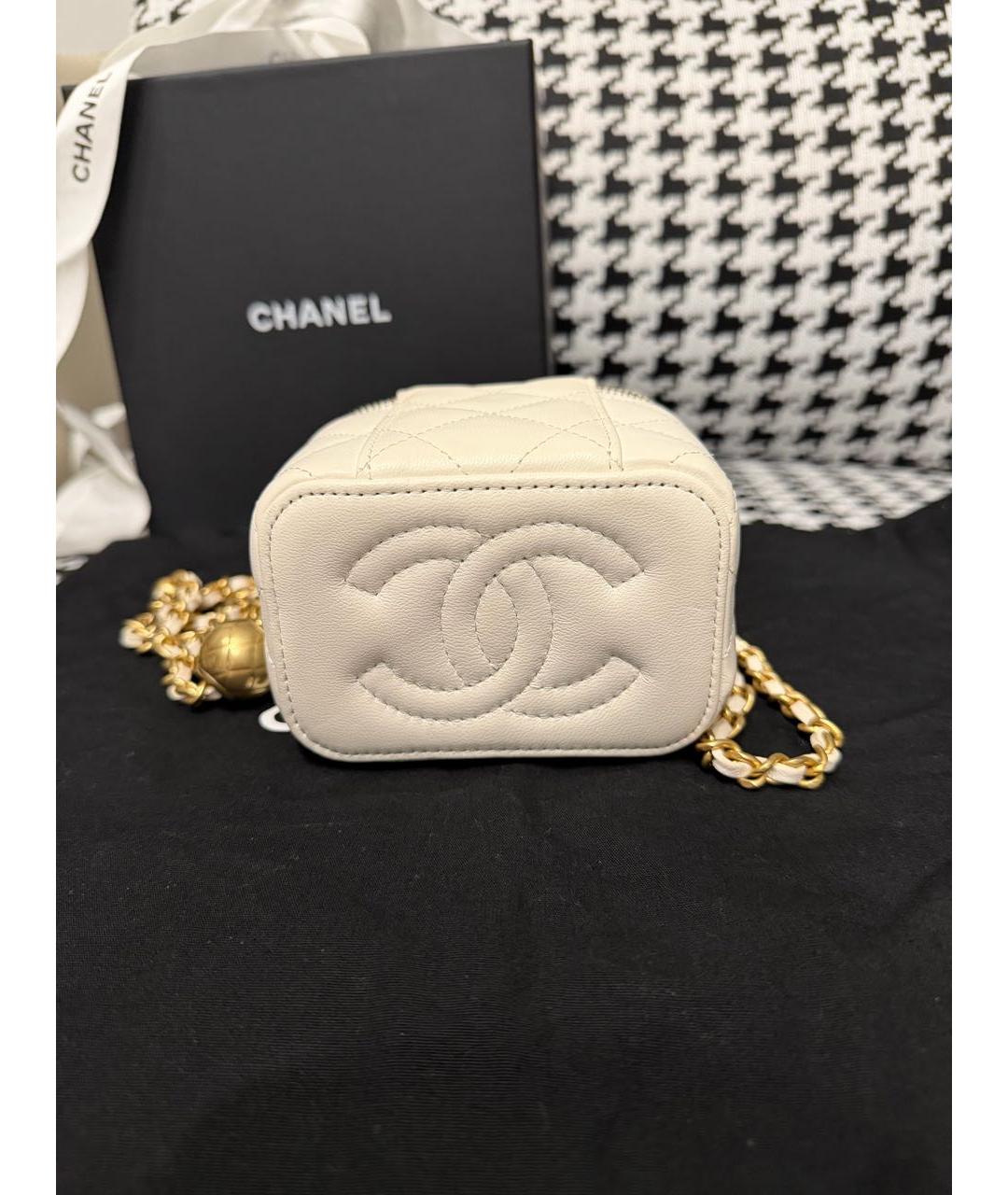 CHANEL Белая кожаная сумка через плечо, фото 5