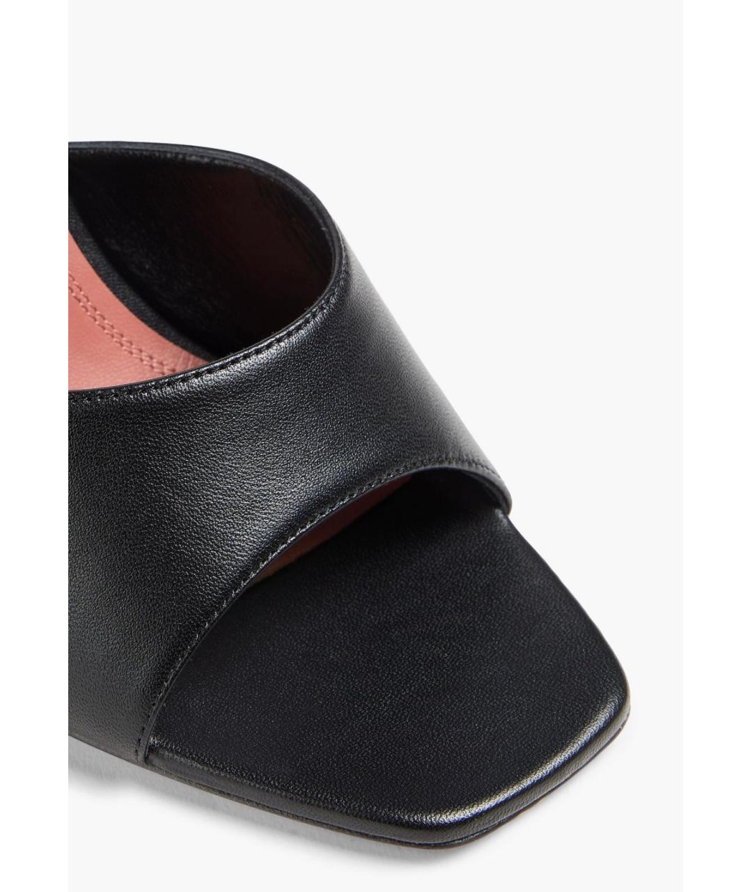 Amina Muaddi Черные кожаные мюли, фото 4