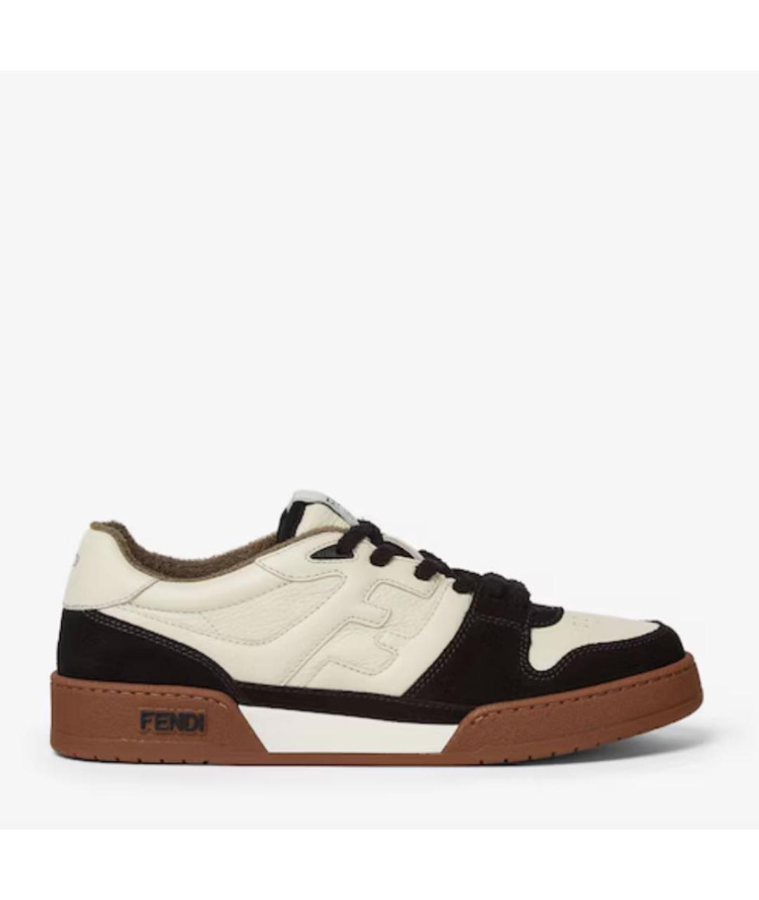 FENDI Бежевые кожаные низкие кроссовки / кеды, фото 2