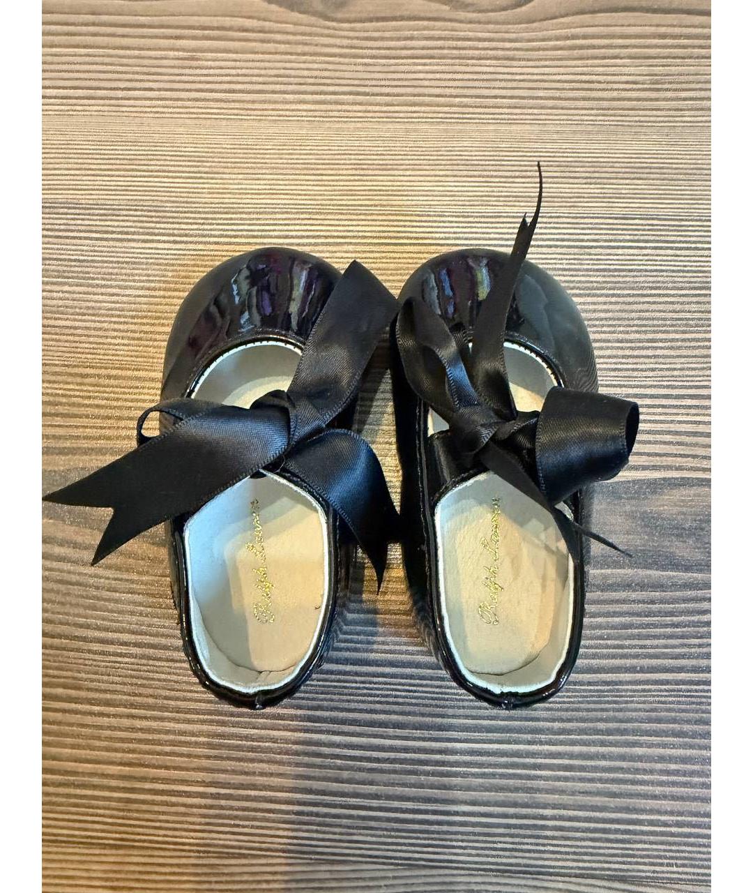 RALPH LAUREN Черные пинетки из лакированной кожи, фото 5