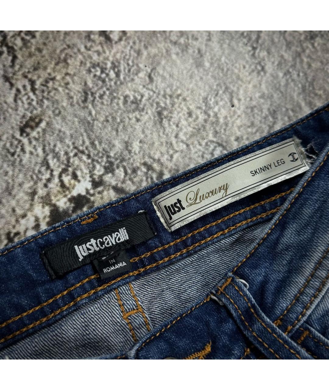 JUST CAVALLI Голубые хлопко-эластановые джинсы скинни, фото 3
