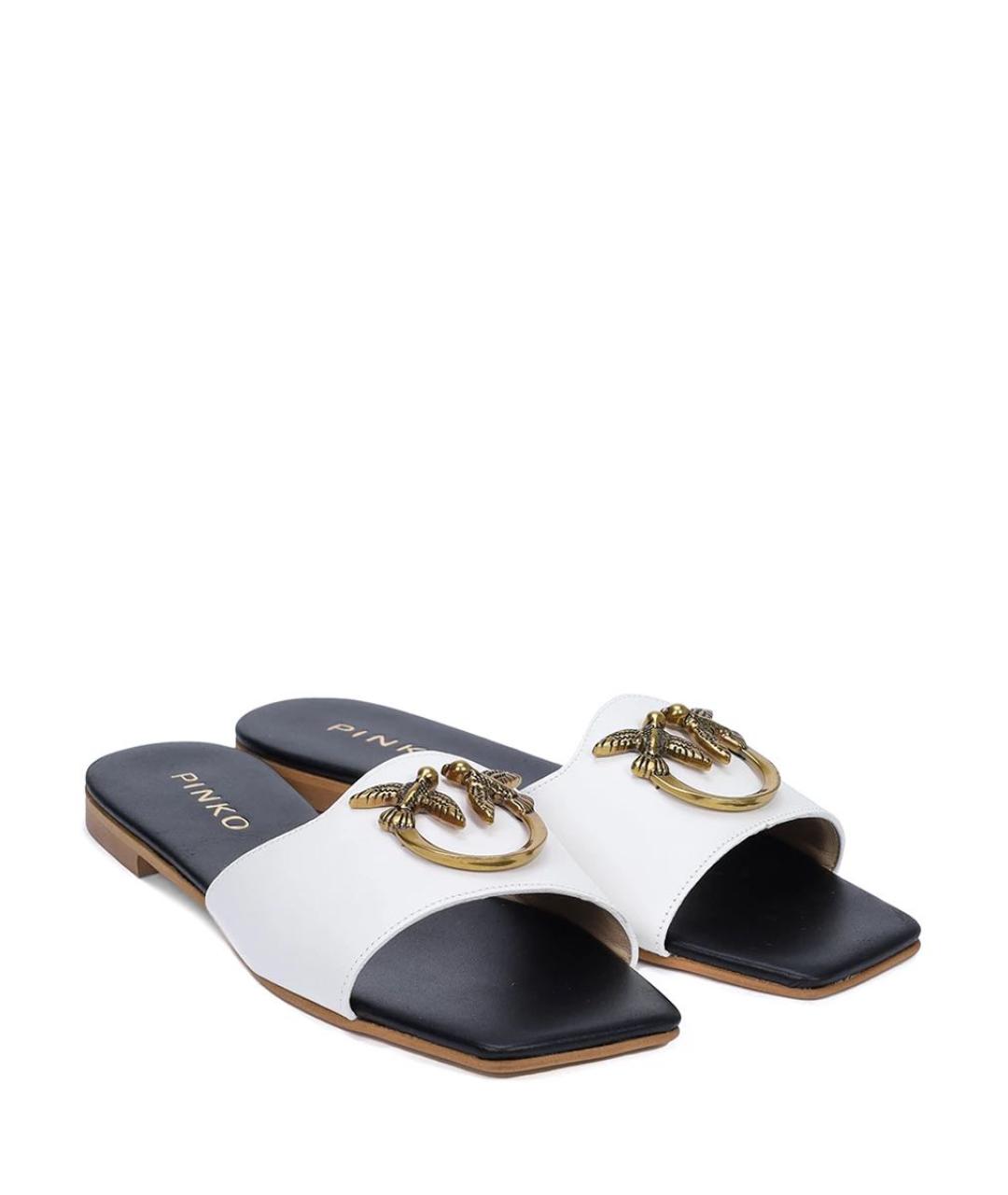 PINKO Белые кожаные шлепанцы, фото 1