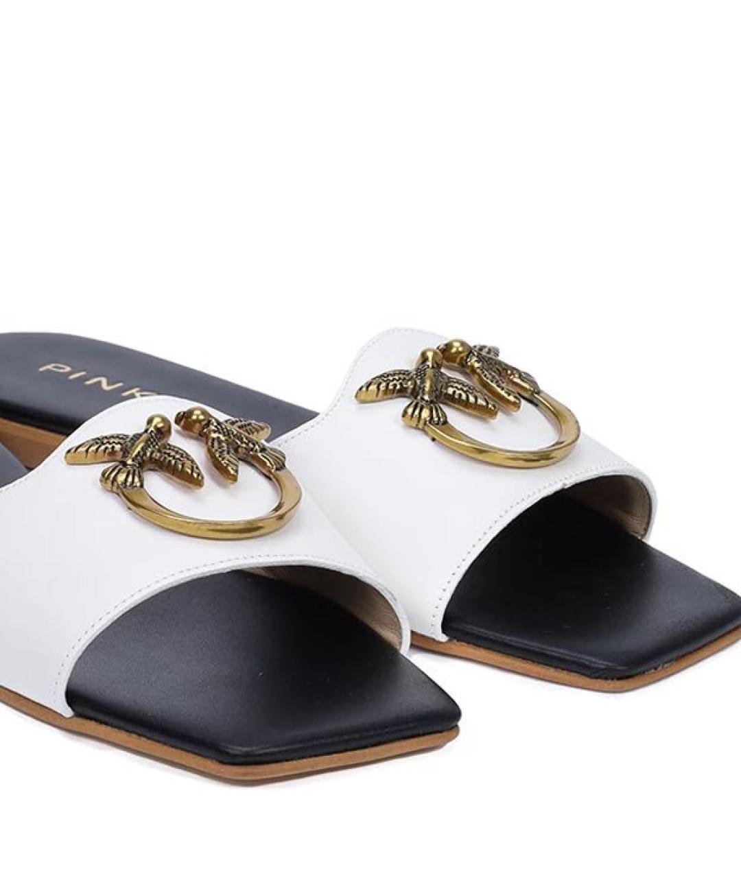 PINKO Белые кожаные шлепанцы, фото 3