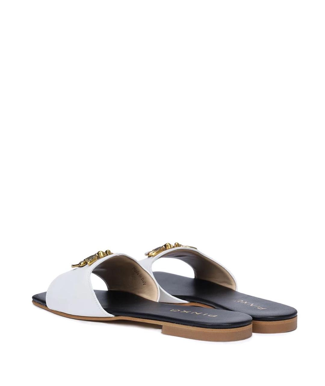 PINKO Белые кожаные шлепанцы, фото 4