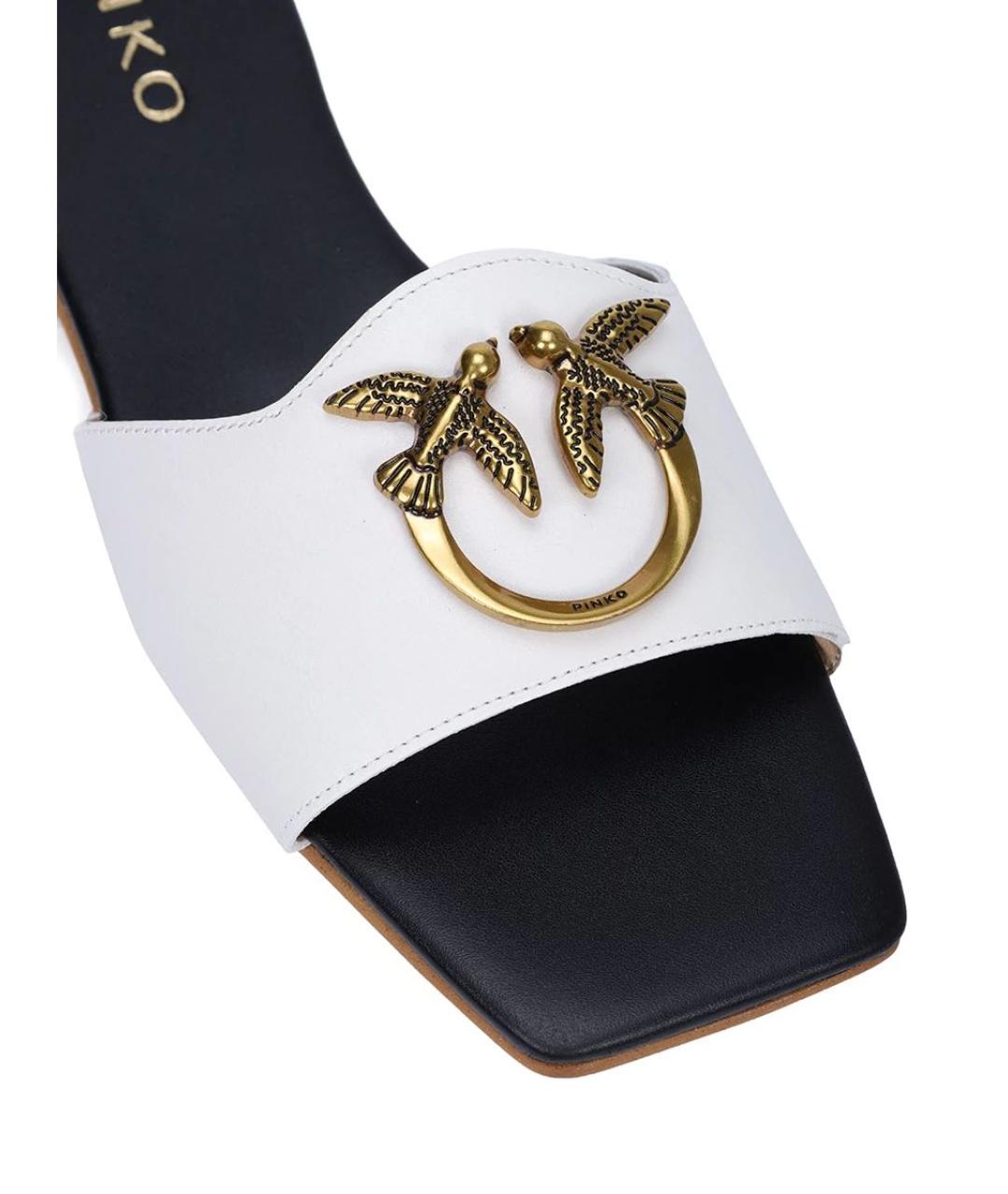 PINKO Белые кожаные шлепанцы, фото 2