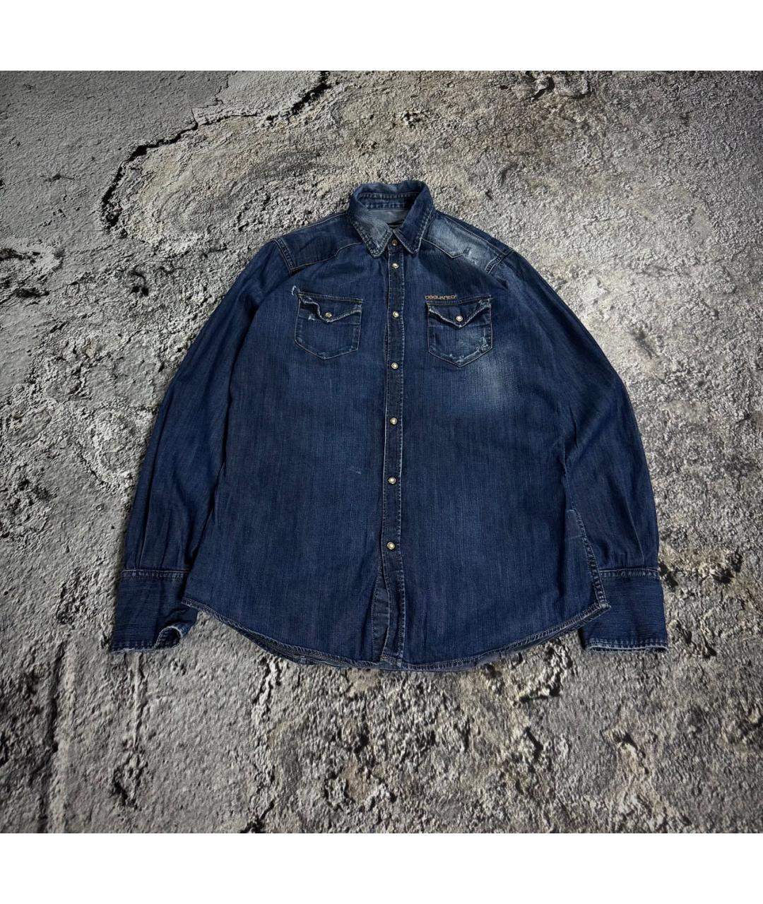 DSQUARED2 Синяя хлопковая классическая рубашка, фото 6