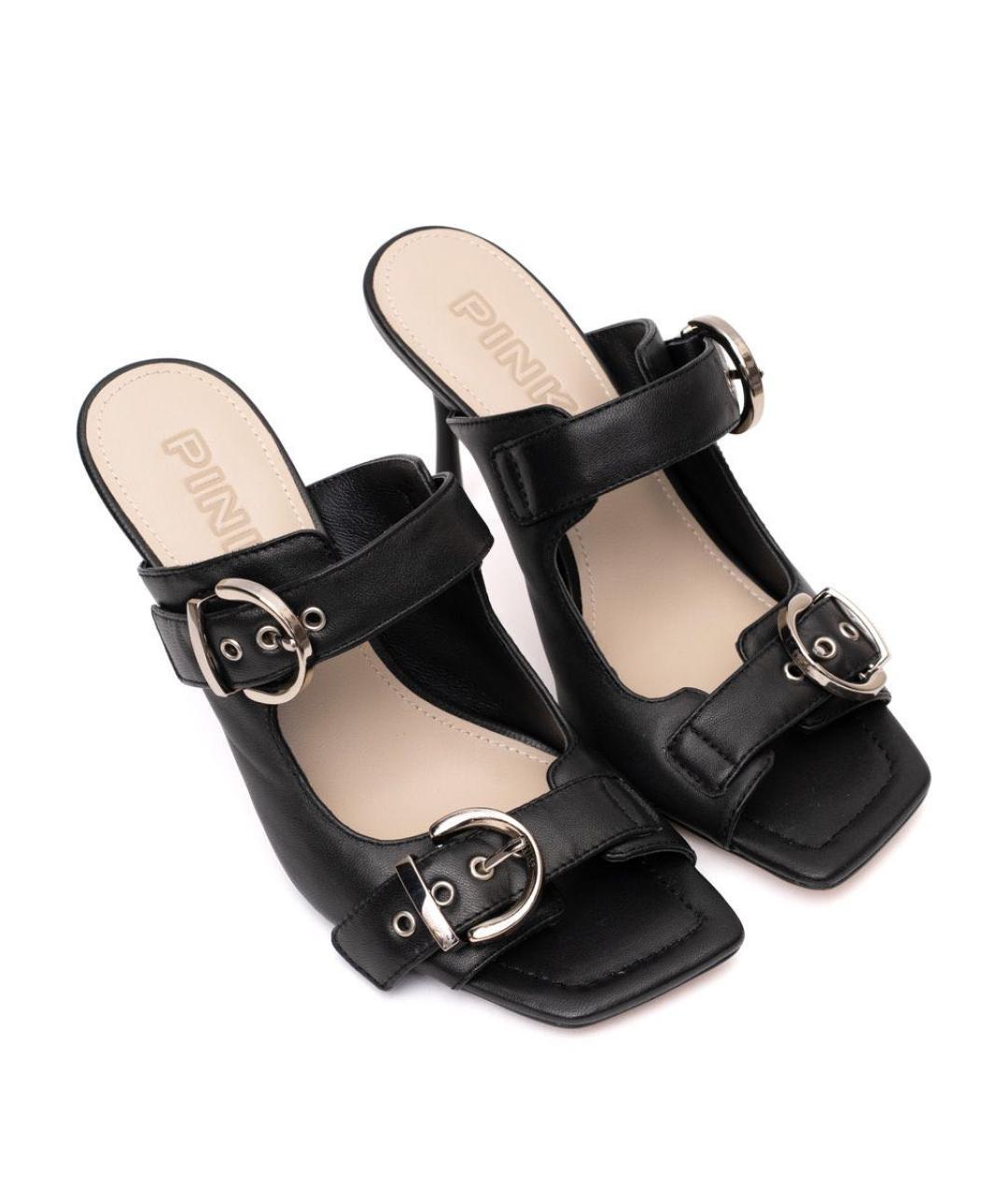 PINKO Черные кожаные мюли, фото 2