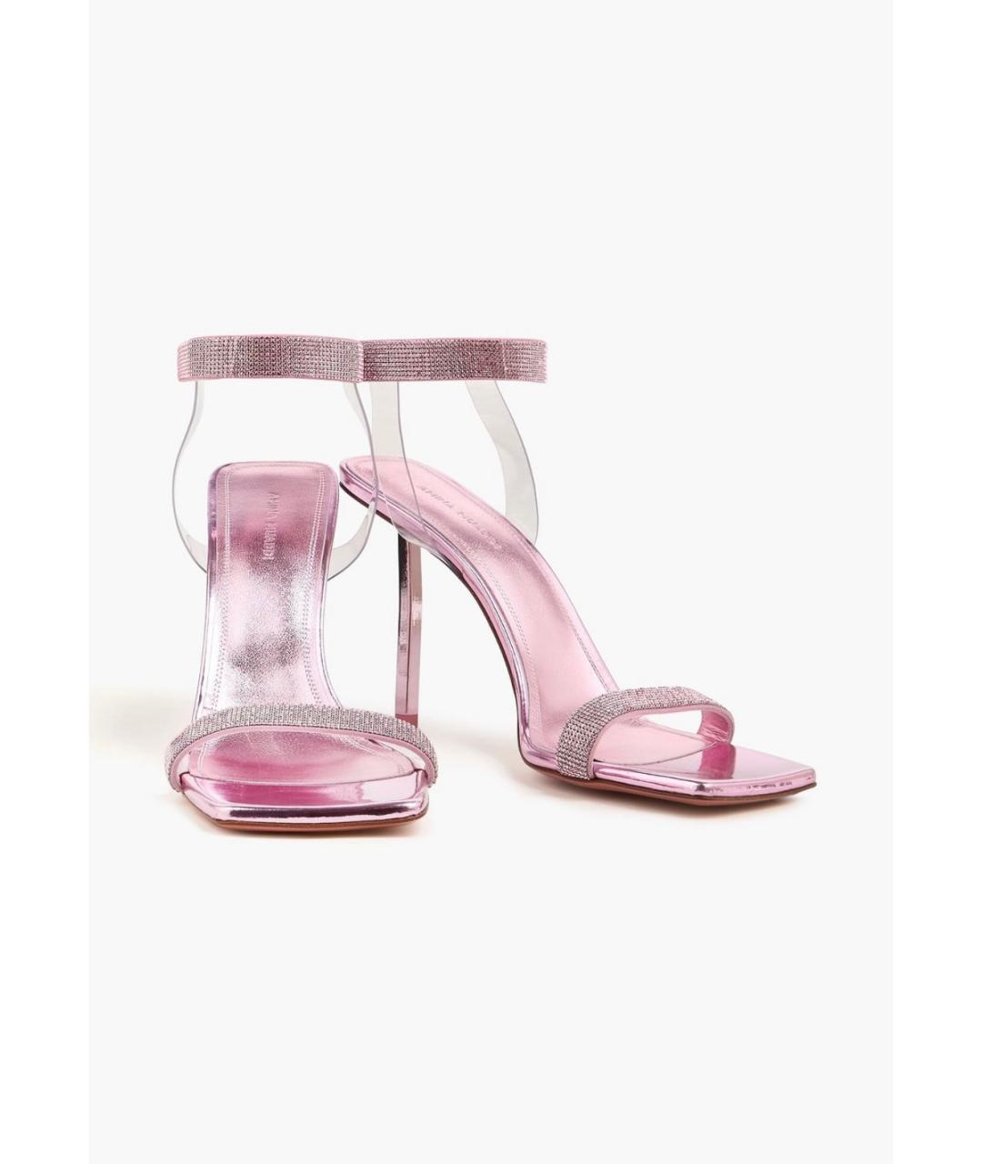 Amina Muaddi Розовые замшевые босоножки, фото 2