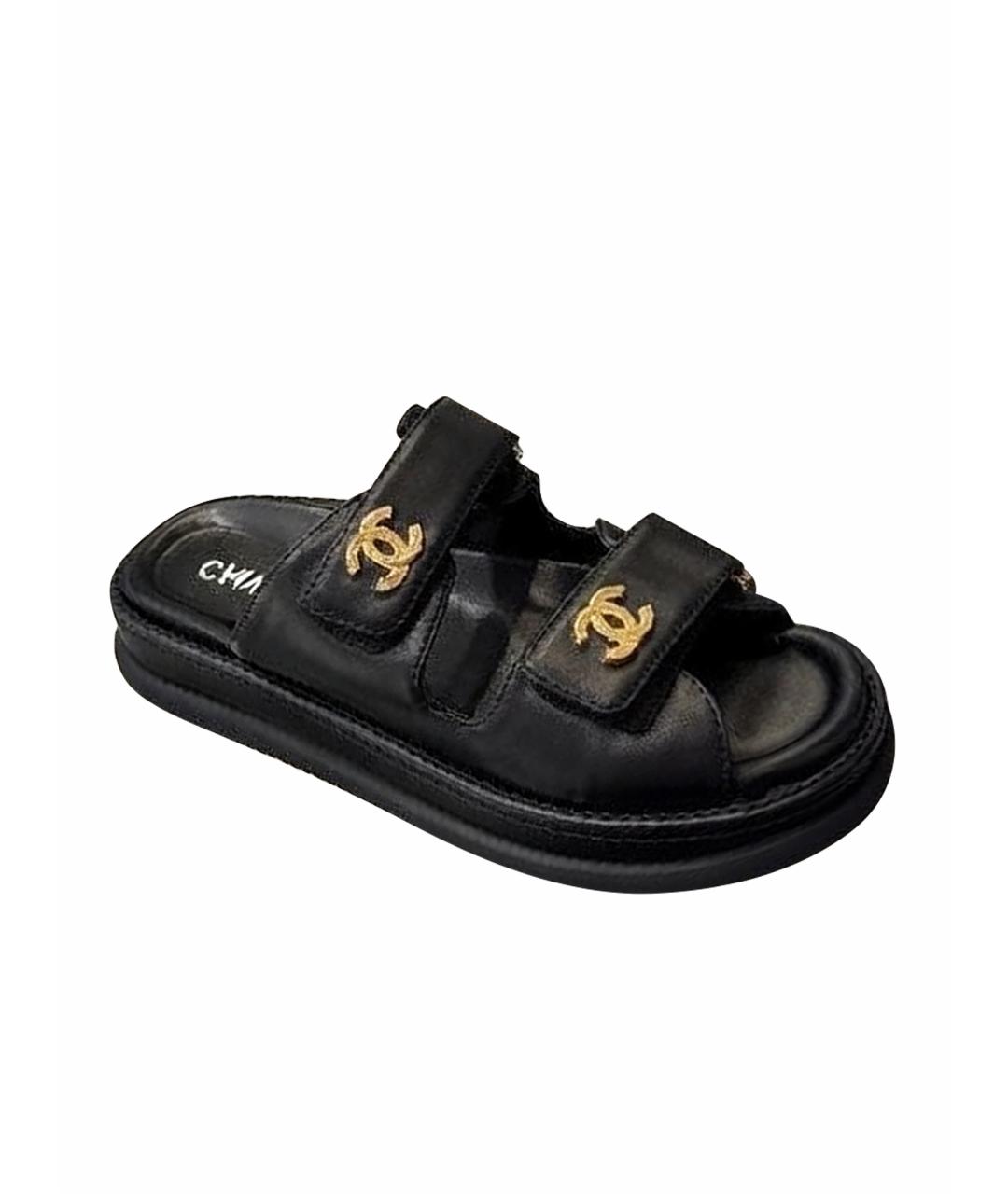 CHANEL Черные кожаные сандалии, фото 1