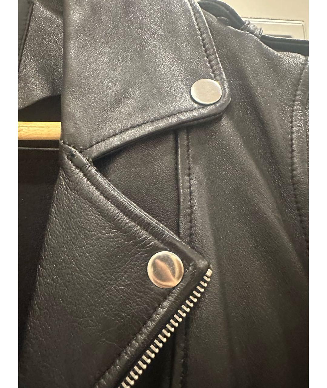 SANDRO Черная кожаная куртка, фото 4