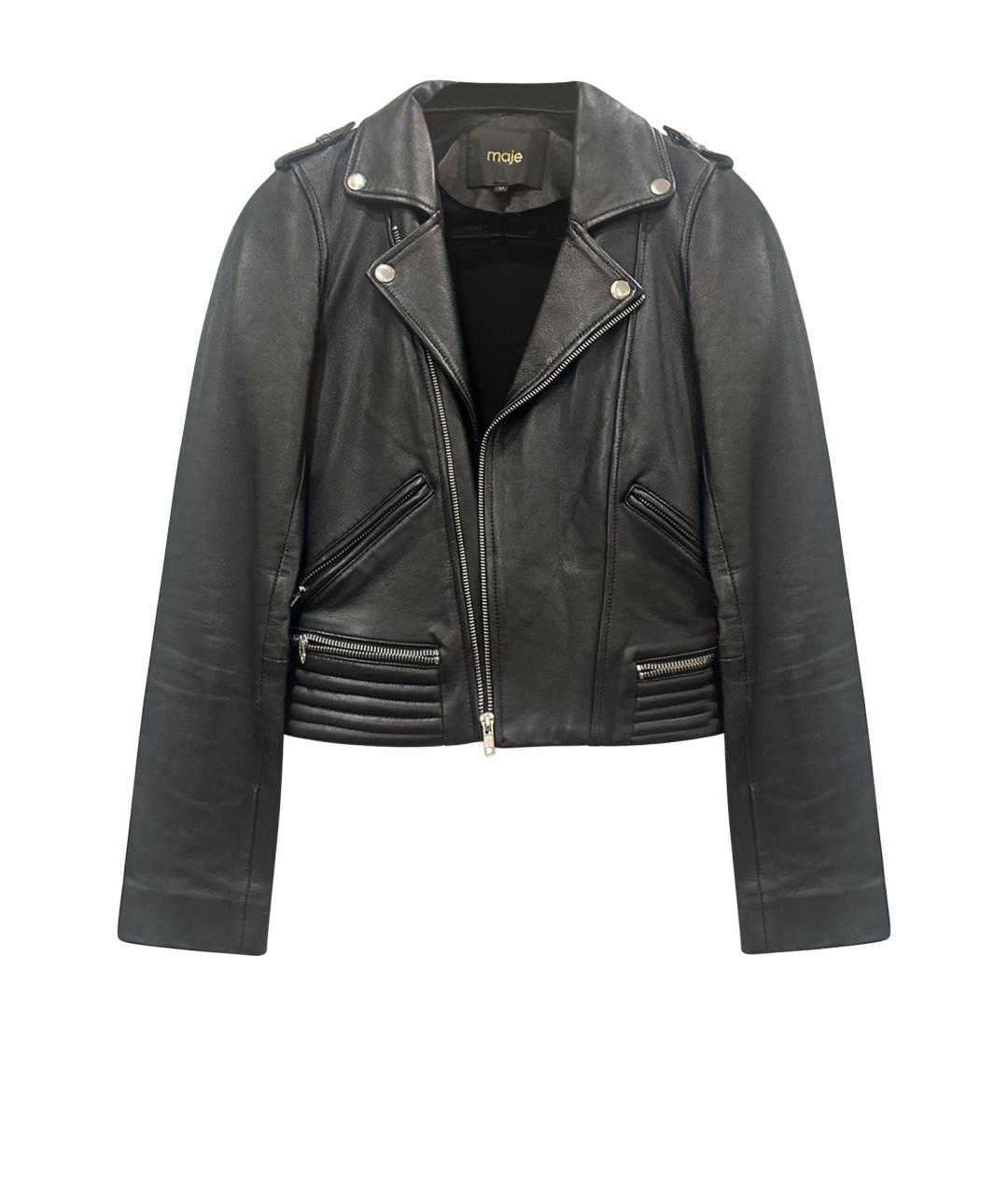 SANDRO Черная кожаная куртка, фото 1