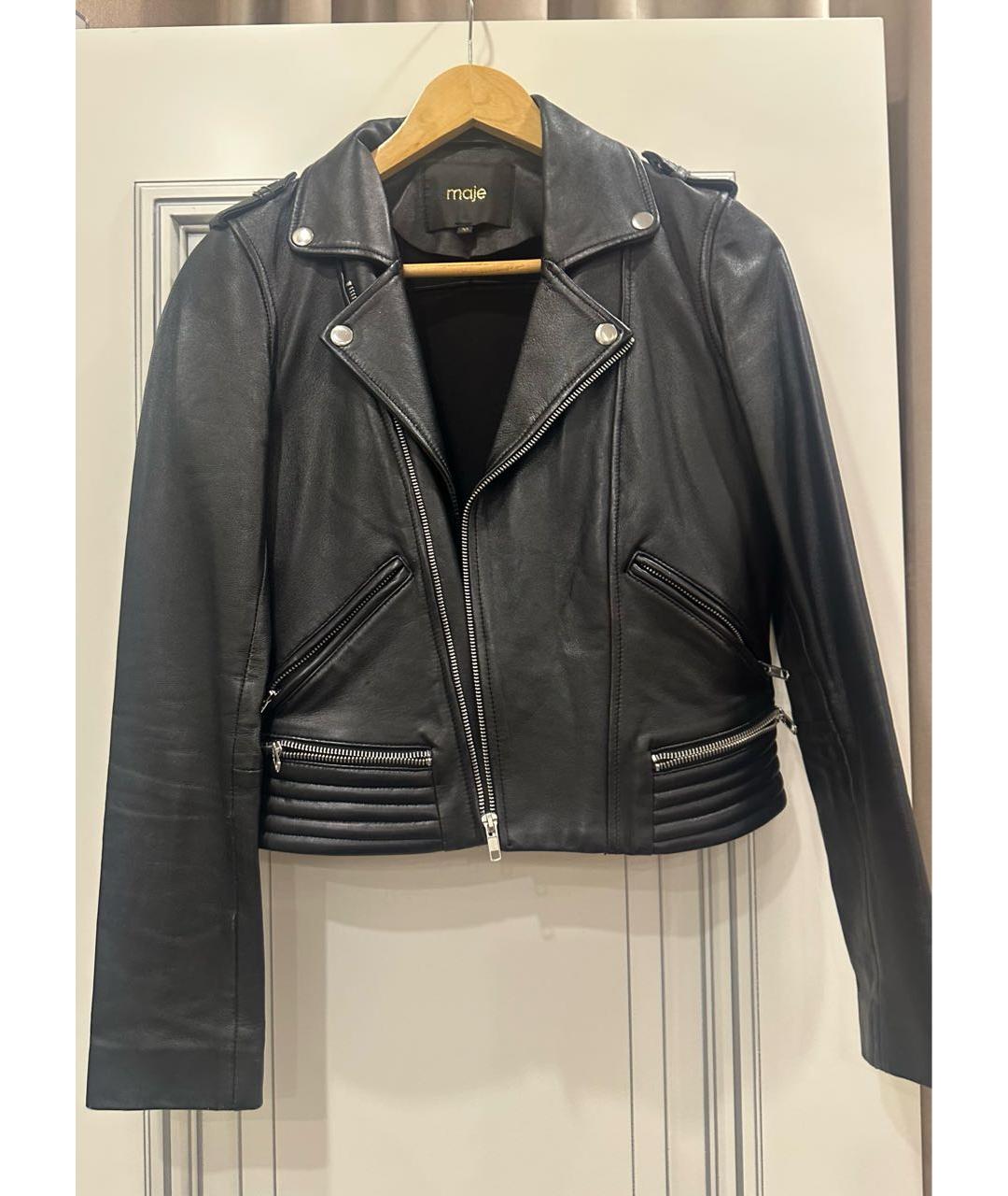 SANDRO Черная кожаная куртка, фото 9