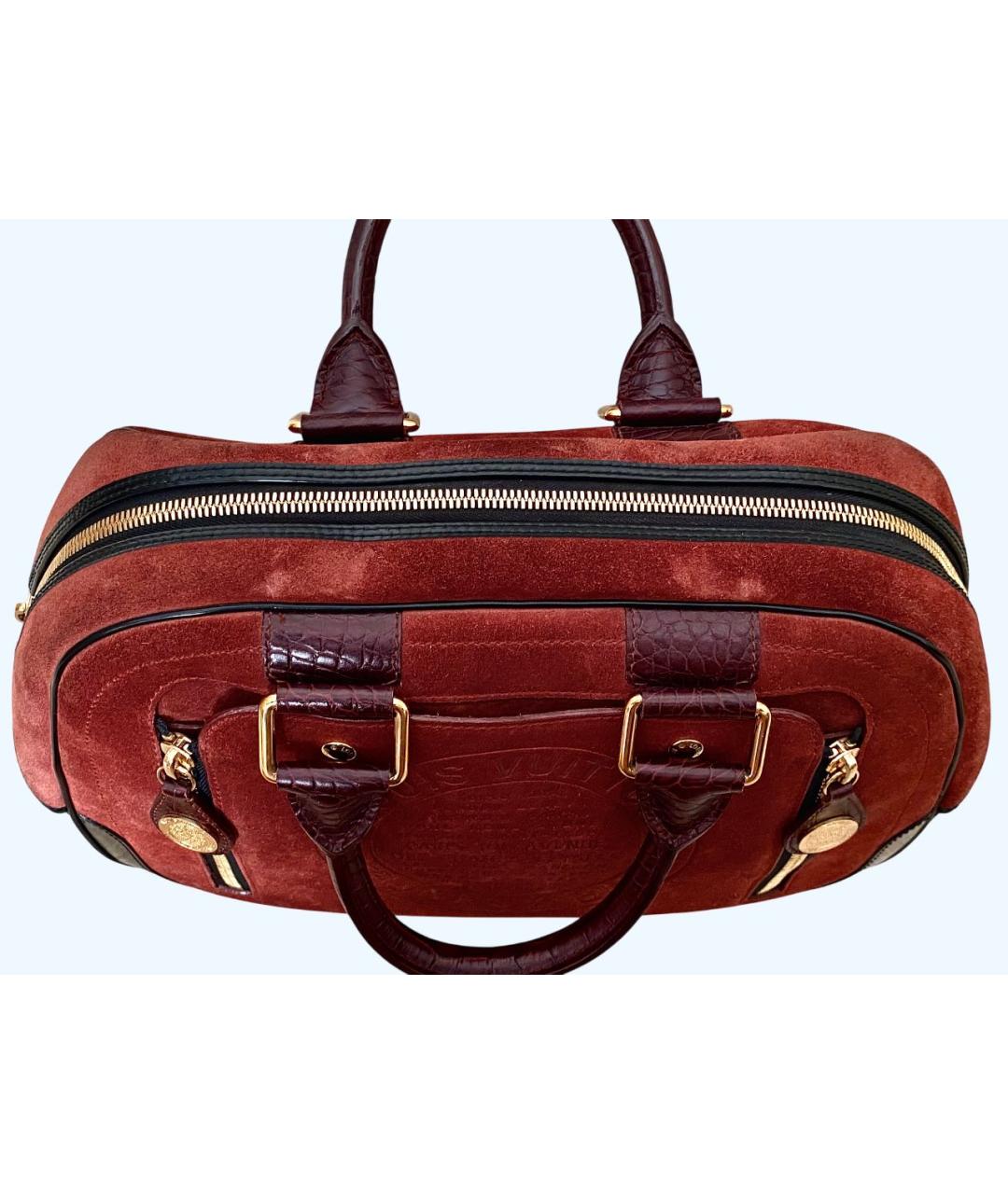 LOUIS VUITTON Оранжевая замшевая сумка с короткими ручками, фото 4