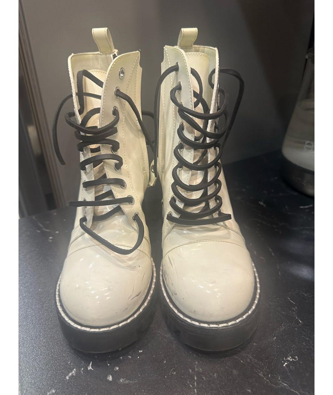 LOUIS VUITTON Белые кожаные ботинки, фото 2