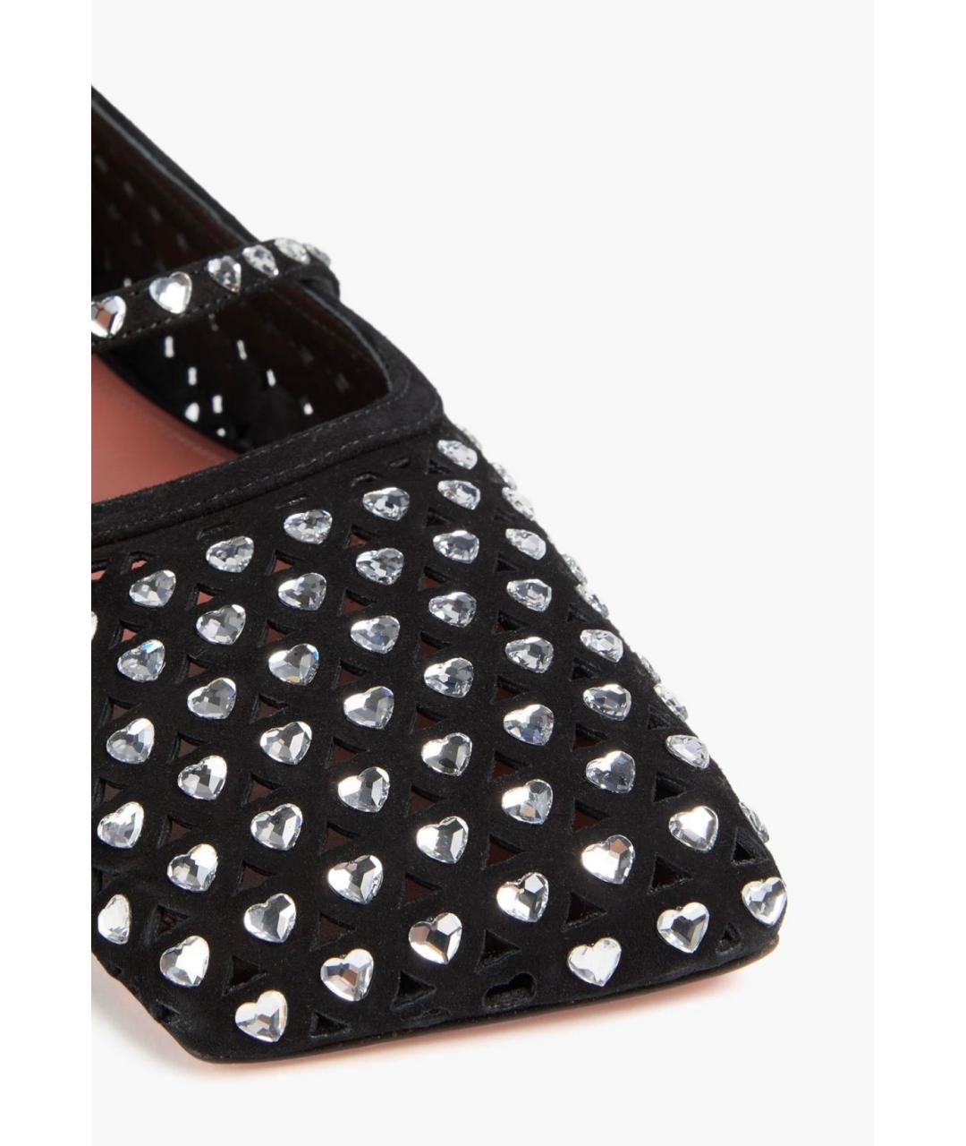 Amina Muaddi Черные замшевые балетки, фото 3